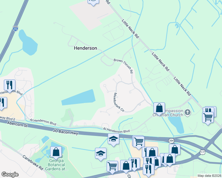 map of restaurants, bars, coffee shops, grocery stores, and more near 9 White Ibis Lane in Savannah