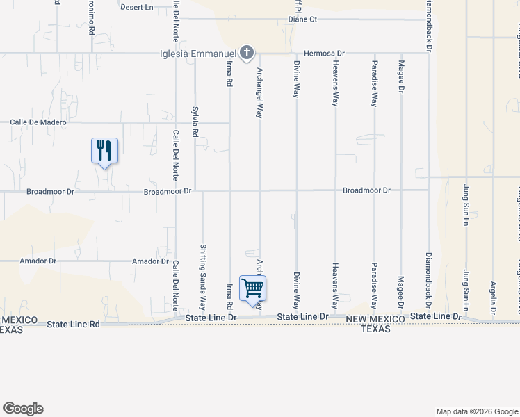 map of restaurants, bars, coffee shops, grocery stores, and more near 139 Archangel Way in Chaparral