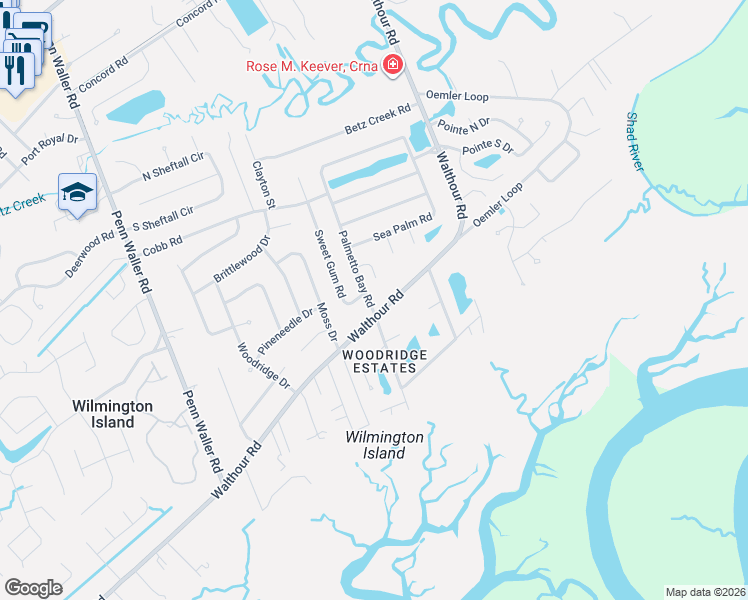 map of restaurants, bars, coffee shops, grocery stores, and more near 901 Walthour Road in Savannah