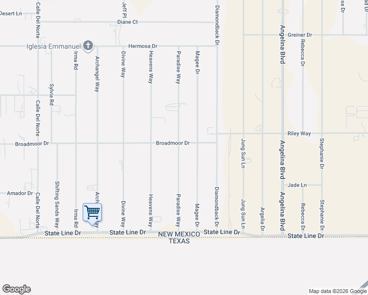 map of restaurants, bars, coffee shops, grocery stores, and more near Broadmoor Drive in Chaparral