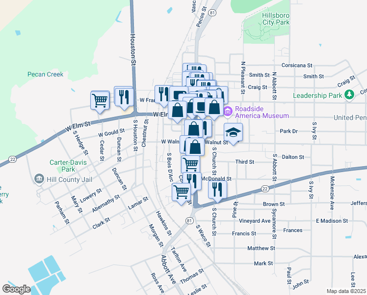 map of restaurants, bars, coffee shops, grocery stores, and more near 205 Covington Street in Hillsboro
