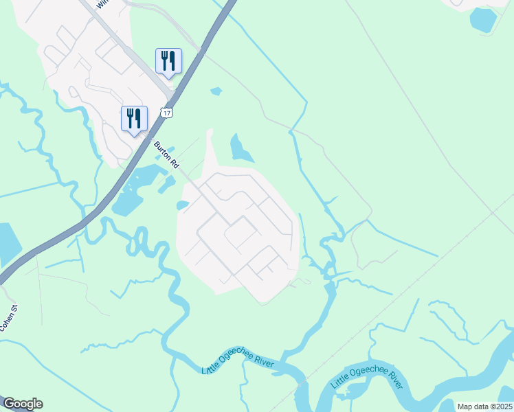 map of restaurants, bars, coffee shops, grocery stores, and more near 185 Sawgrass Drive in Savannah