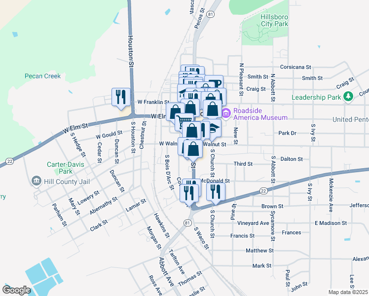 map of restaurants, bars, coffee shops, grocery stores, and more near 205 Covington Street in Hillsboro