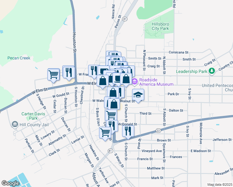 map of restaurants, bars, coffee shops, grocery stores, and more near in Hillsboro