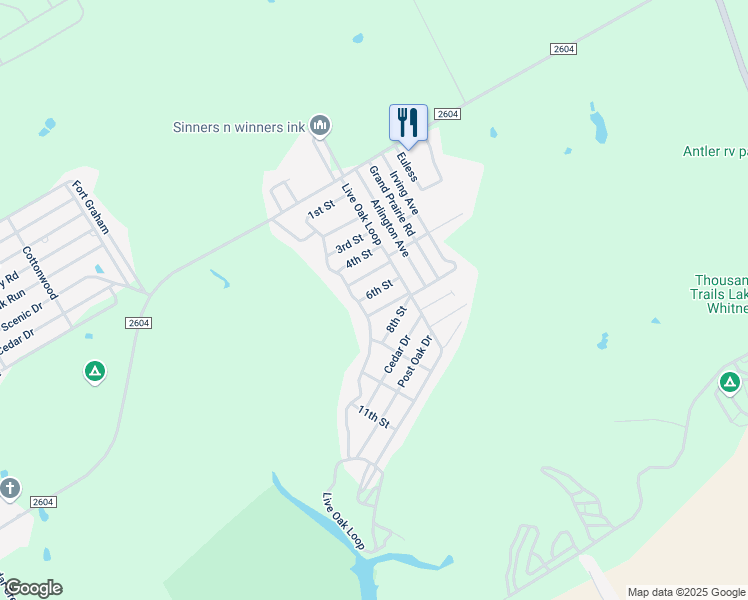 map of restaurants, bars, coffee shops, grocery stores, and more near 106 6th Street in Whitney