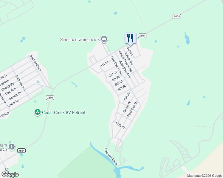 map of restaurants, bars, coffee shops, grocery stores, and more near 188 Live Oak Loop in Whitney