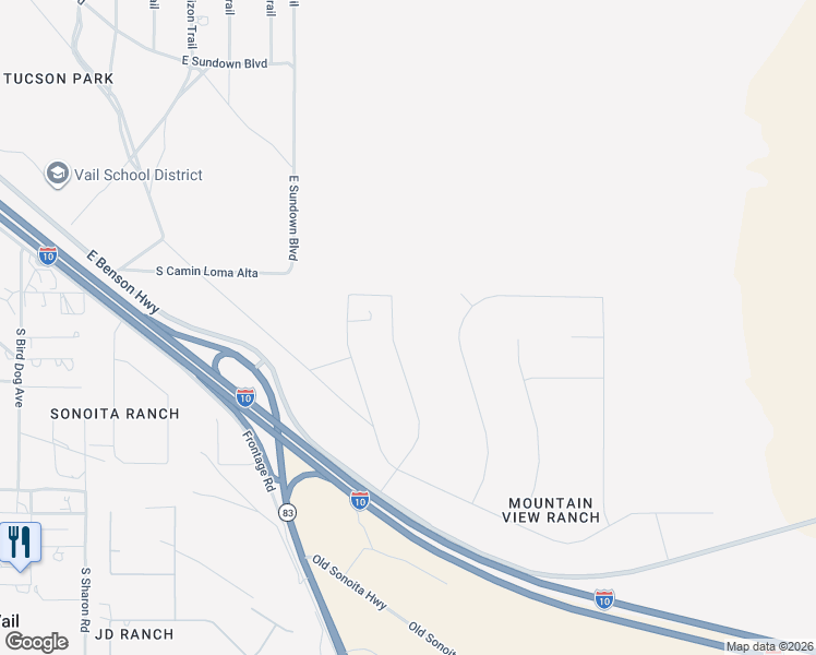 map of restaurants, bars, coffee shops, grocery stores, and more near 13427 South Sundown Ranch Road in Vail