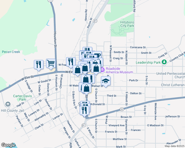 map of restaurants, bars, coffee shops, grocery stores, and more near in Hillsboro