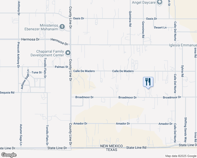 map of restaurants, bars, coffee shops, grocery stores, and more near 741 Calle De Madero in Chaparral