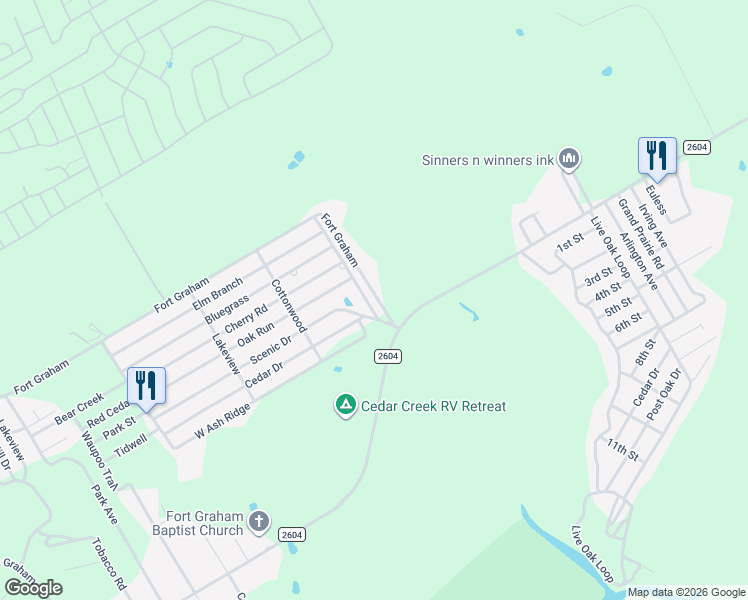 map of restaurants, bars, coffee shops, grocery stores, and more near 119 Fort Graham in Whitney