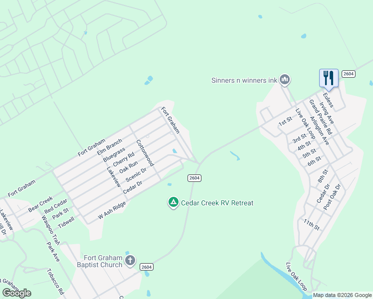 map of restaurants, bars, coffee shops, grocery stores, and more near 119 Fort Graham in Whitney