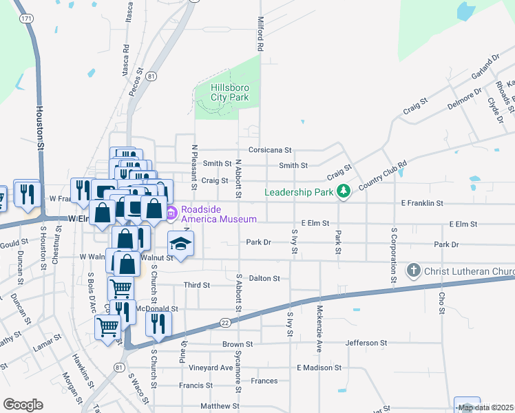 map of restaurants, bars, coffee shops, grocery stores, and more near 414 East Franklin Street in Hillsboro