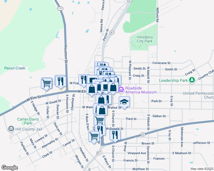 map of restaurants, bars, coffee shops, grocery stores, and more near in Hillsboro