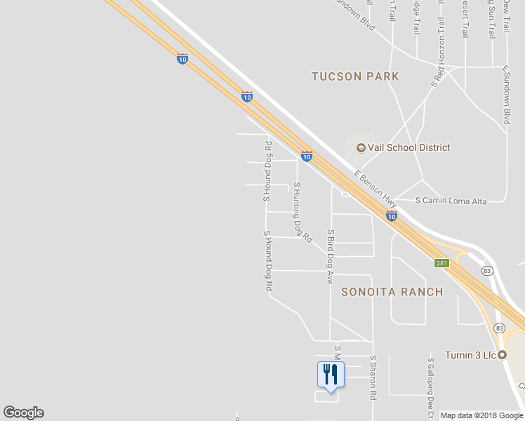 map of restaurants, bars, coffee shops, grocery stores, and more near 13326 South Hound Dog Road in Vail