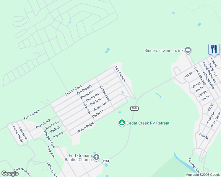 map of restaurants, bars, coffee shops, grocery stores, and more near 223 Oak Run in Whitney