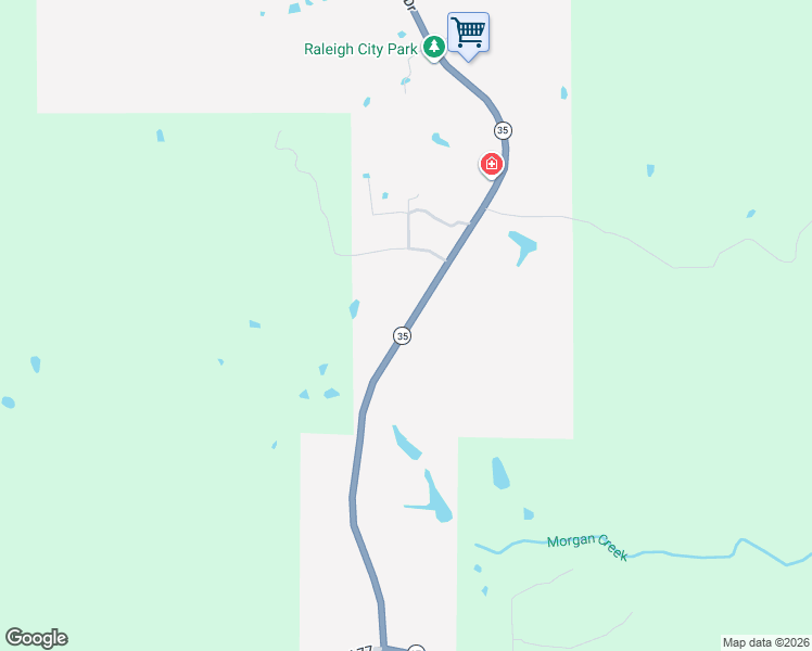 map of restaurants, bars, coffee shops, grocery stores, and more near Highway 35 in Raleigh