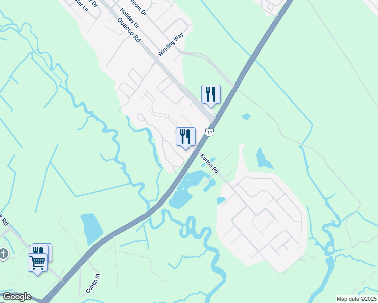 map of restaurants, bars, coffee shops, grocery stores, and more near 5794 Ogeechee Road in Savannah