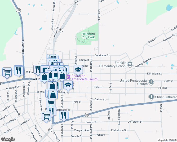 map of restaurants, bars, coffee shops, grocery stores, and more near 330 East Franklin Street in Hillsboro