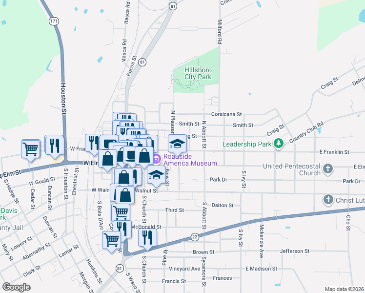 map of restaurants, bars, coffee shops, grocery stores, and more near 315 East Elm Street in Hillsboro