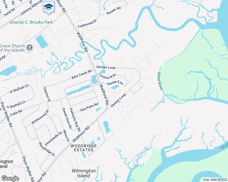 map of restaurants, bars, coffee shops, grocery stores, and more near 14 South Lake Drive in Savannah