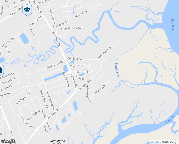 map of restaurants, bars, coffee shops, grocery stores, and more near 525 Pointe South Drive in Savannah