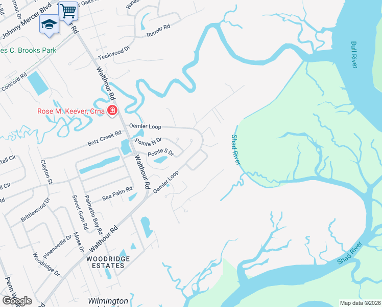 map of restaurants, bars, coffee shops, grocery stores, and more near 564 Oemler Loop in Savannah