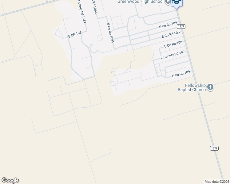 map of restaurants, bars, coffee shops, grocery stores, and more near 10501 E County Road 109 in Midland
