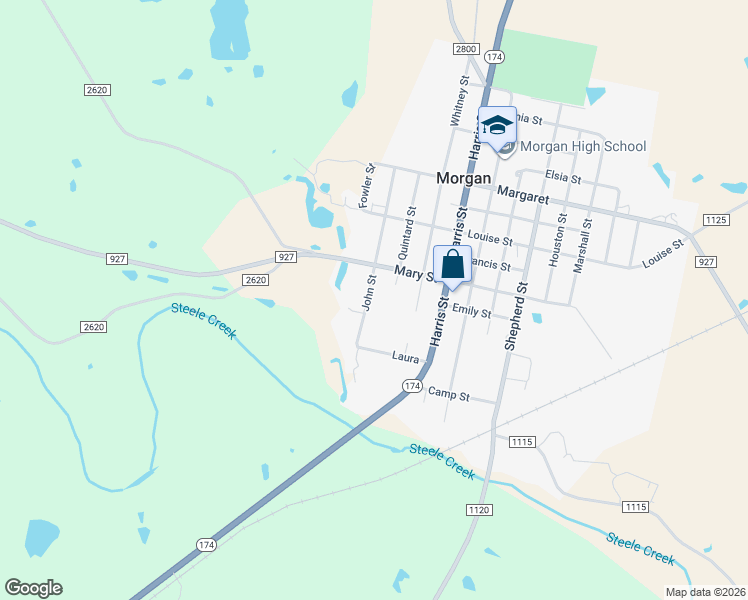 map of restaurants, bars, coffee shops, grocery stores, and more near 610 John Street in Morgan