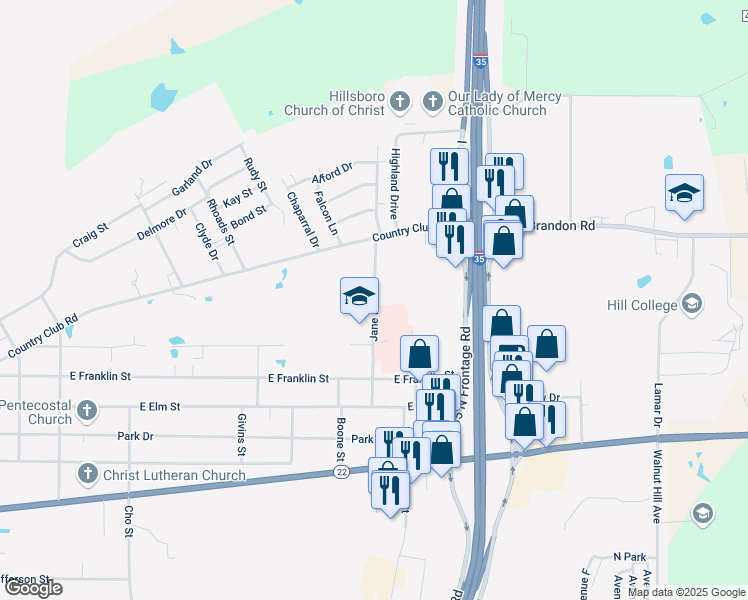map of restaurants, bars, coffee shops, grocery stores, and more near 153-295 Jane Lane in Hillsboro