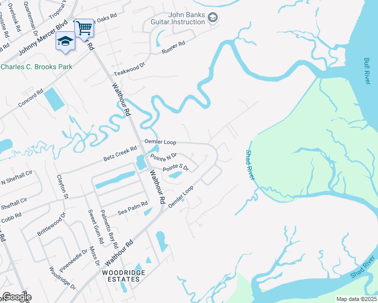 map of restaurants, bars, coffee shops, grocery stores, and more near 4 Oemler Loop in Savannah