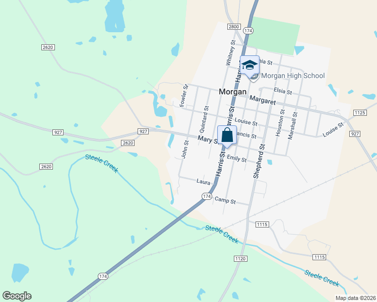 map of restaurants, bars, coffee shops, grocery stores, and more near 610 John Street in Morgan