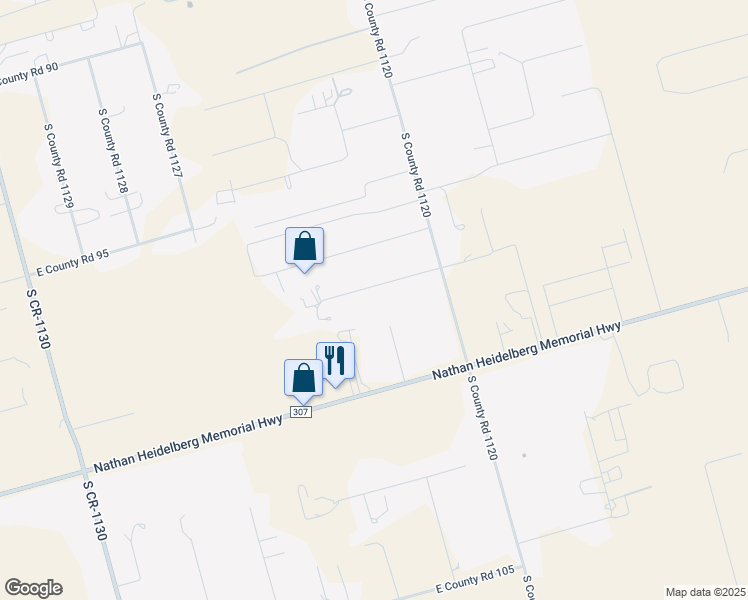map of restaurants, bars, coffee shops, grocery stores, and more near 6702 East County Road 98 in Midland