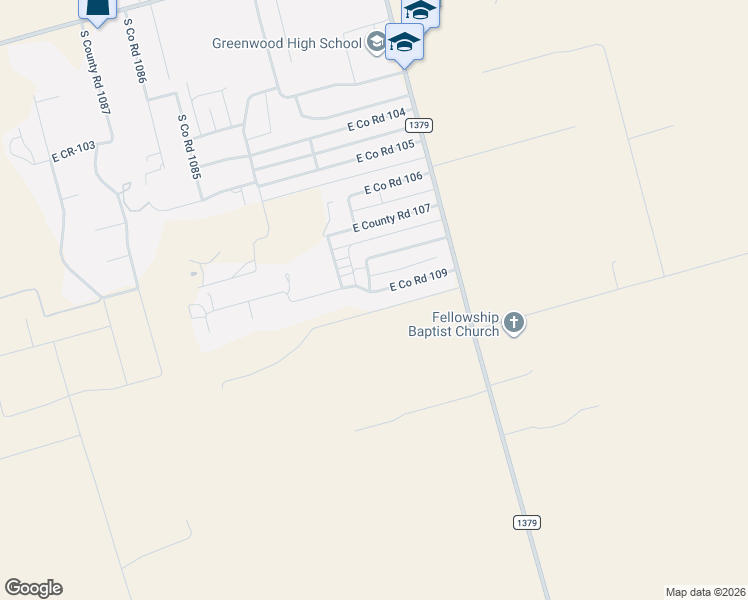 map of restaurants, bars, coffee shops, grocery stores, and more near Ecr 109 in Midland