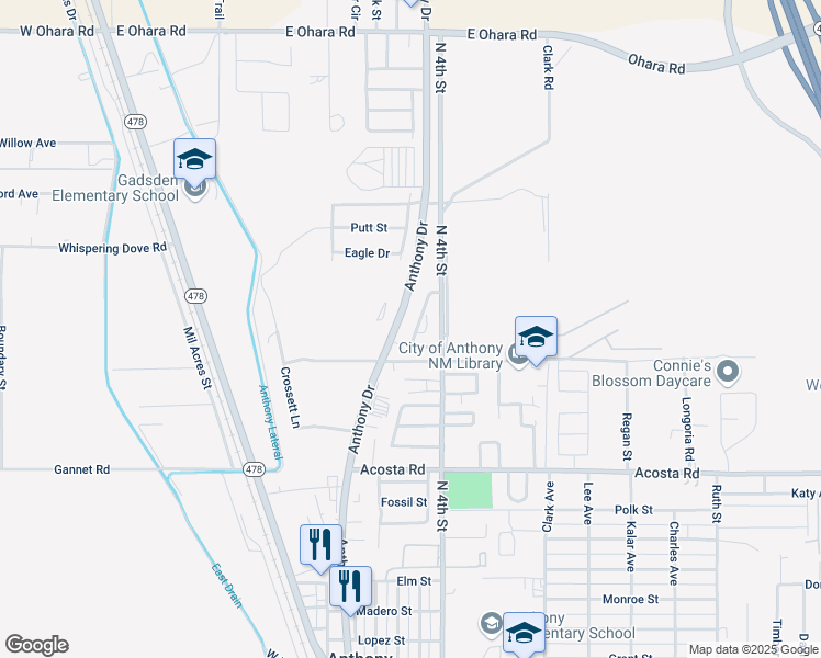 map of restaurants, bars, coffee shops, grocery stores, and more near 1213 Big Bend Loop in Anthony