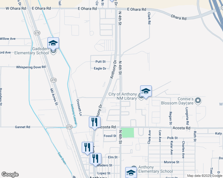 map of restaurants, bars, coffee shops, grocery stores, and more near 1213 Big Bend Loop in Anthony