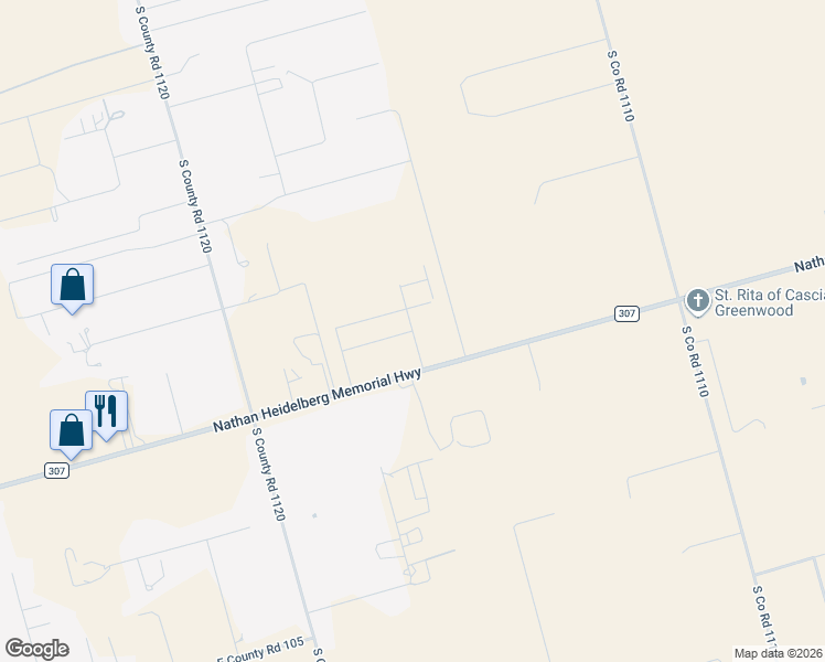 map of restaurants, bars, coffee shops, grocery stores, and more near 7310 East County Road 99 1/2 in Midland