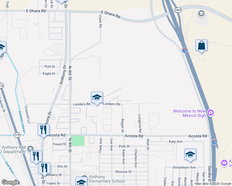 map of restaurants, bars, coffee shops, grocery stores, and more near 845 Birdie Drive in Anthony