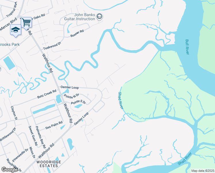 map of restaurants, bars, coffee shops, grocery stores, and more near 117 Blueleaf Court in Savannah