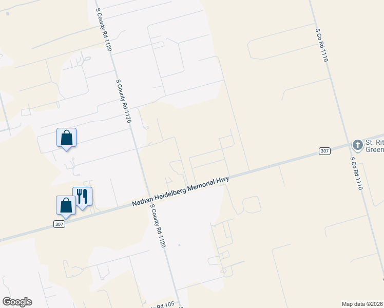map of restaurants, bars, coffee shops, grocery stores, and more near 7103 East County Road 99 in Midland