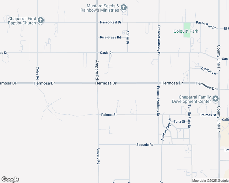 map of restaurants, bars, coffee shops, grocery stores, and more near 503-599 Hermosa Dr in Chaparral