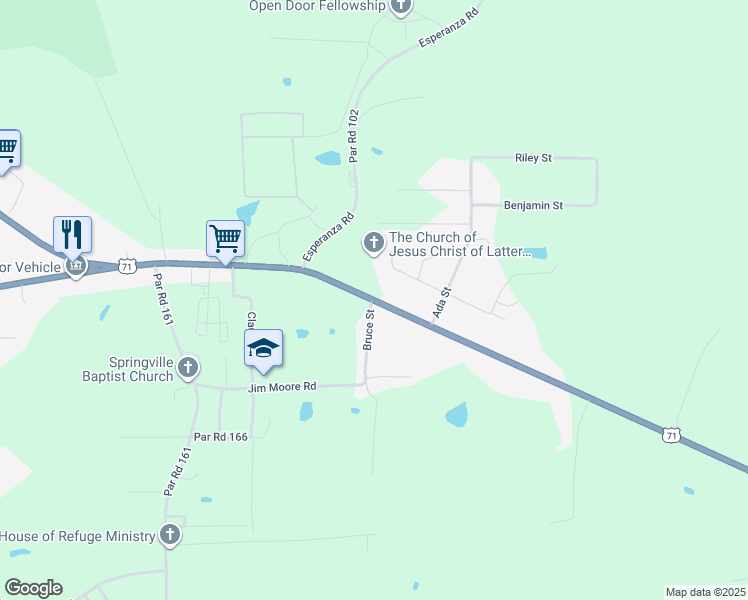 map of restaurants, bars, coffee shops, grocery stores, and more near 505 East Carroll Street in Coushatta