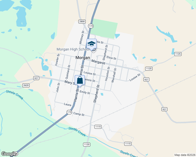 map of restaurants, bars, coffee shops, grocery stores, and more near 901 Hutchinson in Morgan