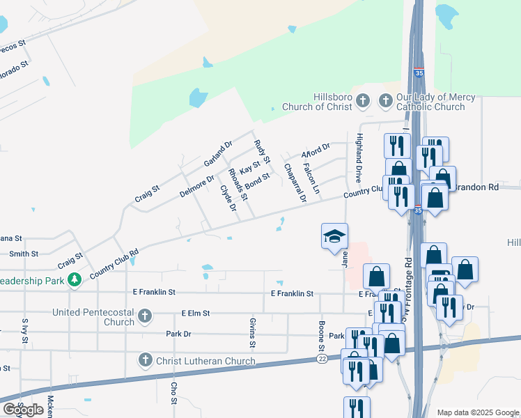 map of restaurants, bars, coffee shops, grocery stores, and more near 401 Old Brandon Road in Hillsboro
