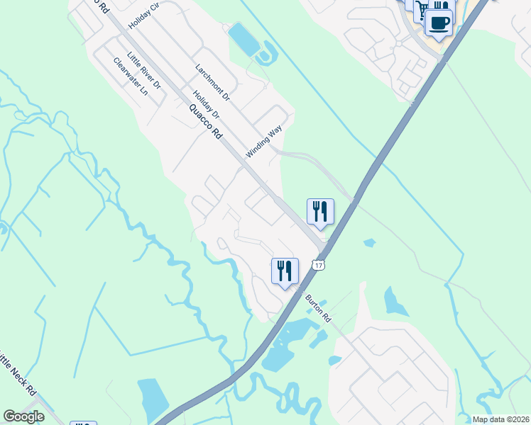map of restaurants, bars, coffee shops, grocery stores, and more near 115 Old Quacco Road in Savannah