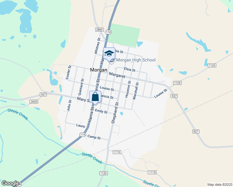 map of restaurants, bars, coffee shops, grocery stores, and more near 901 Hutchinson in Morgan