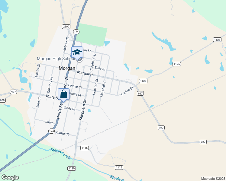 map of restaurants, bars, coffee shops, grocery stores, and more near Austin Street in Morgan