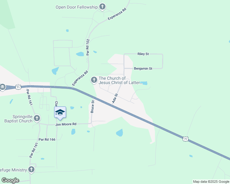 map of restaurants, bars, coffee shops, grocery stores, and more near 1701 Ada Street in Coushatta