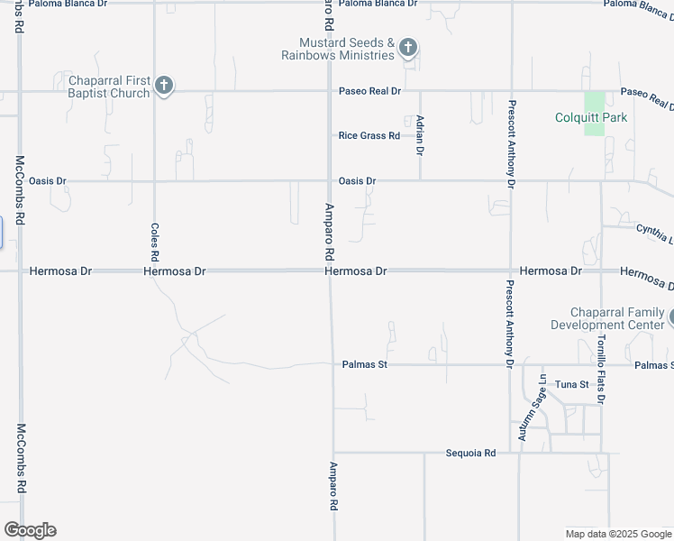 map of restaurants, bars, coffee shops, grocery stores, and more near 503 Hermosa Drive in Chaparral