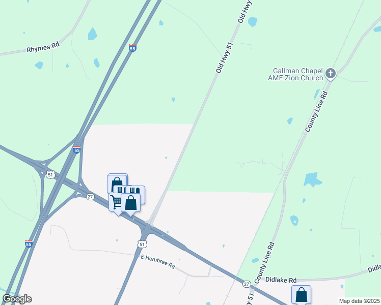 map of restaurants, bars, coffee shops, grocery stores, and more near 27172 U.S. 51 in Crystal Springs