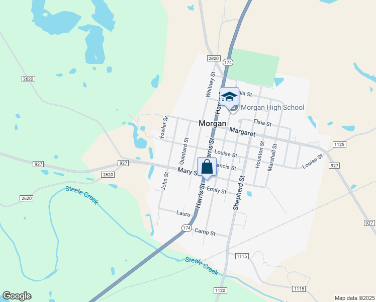 map of restaurants, bars, coffee shops, grocery stores, and more near 909 Quintard in Morgan
